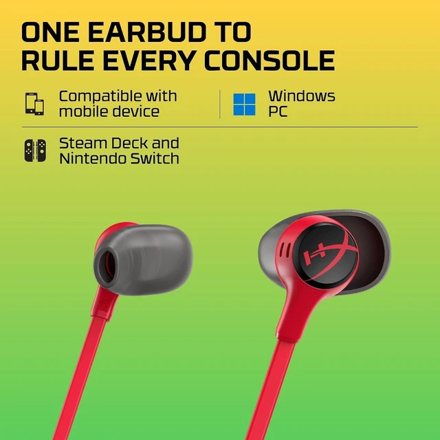 Alt view image 12 of 14 - HyperX Cloud Earbuds II 14mm Drivers, Four Eartips, Hard-Shell Carrying Case, Low-Profile 90° Plug, 3.5mm Plug, Built-in Microphone, Multi-Function Button, PC, Mobile, Nintendo Switch Red