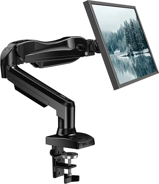 Alt view image 8 of 14 - HUANUO Single Monitor Mount, 13 to 32 Inch Gas Spring Monitor Arm, Adjustable Stand, Vesa Mount with Clamp and Grommet Base - Fits 4.4 to 19.8lbs LCD Computer Monitors