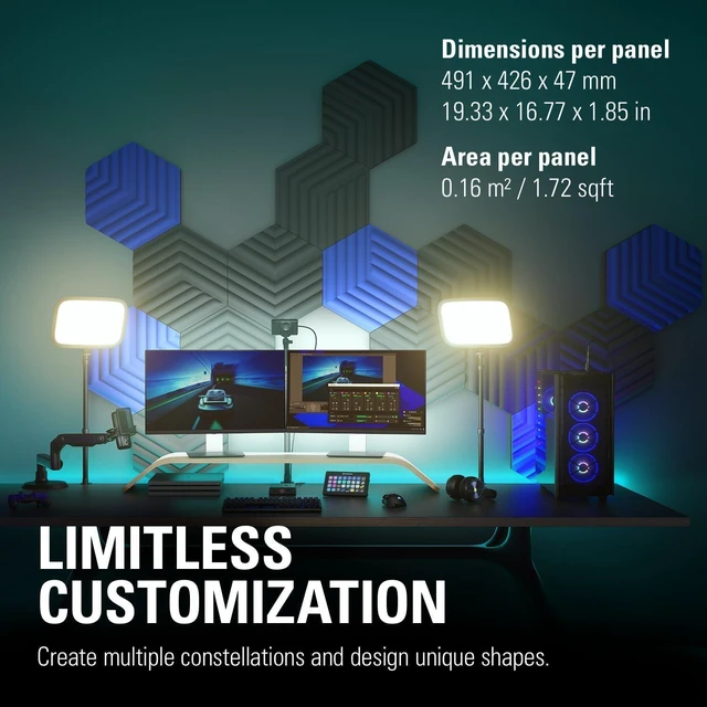 Alt view image 14 of 14 - Elgato Wave Panels: 6 acoustic treatment panels, dual density foam, proprietary EasyClick frames, modular design, easy setup and removal- Blue