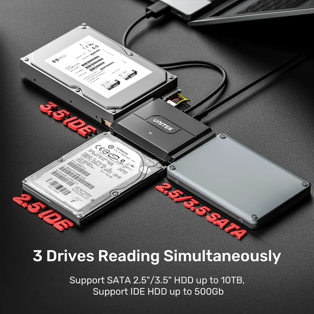 Alt view image 9 of 14 - Unitek SATA/IDE to USB 3.0 Adapter, IDE Hard Drive Adapter Kit Recovery Converter for Universal 2.5"/3.5" Inch IDE and SATA External HDD/SSD, Support 10TB