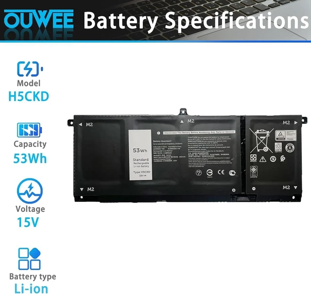 Alt view image 7 of 10 - H5CKD Battery Replacement for Dell Inspiron 5400 5406 7405 7300 7306 7500 7506 2-in-1 Silver 5300 5301 5401 5402 5408 5409 5501 5502 5508 5509 Series Latitude 3410 3510 Vostro 5300 5301 7T8CD