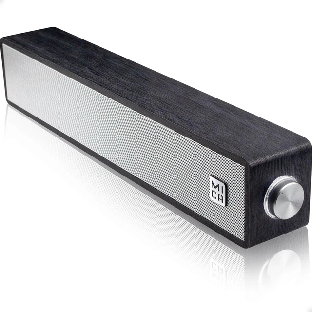 Alt view image 8 of 11 - MICA Computer Speakers, Wired Computer Sound Bar, Wooden Mini Soundbar, USB Powered PC Speakers 3.5mm AUX & PC Input (Upgrade), Black (M30i)