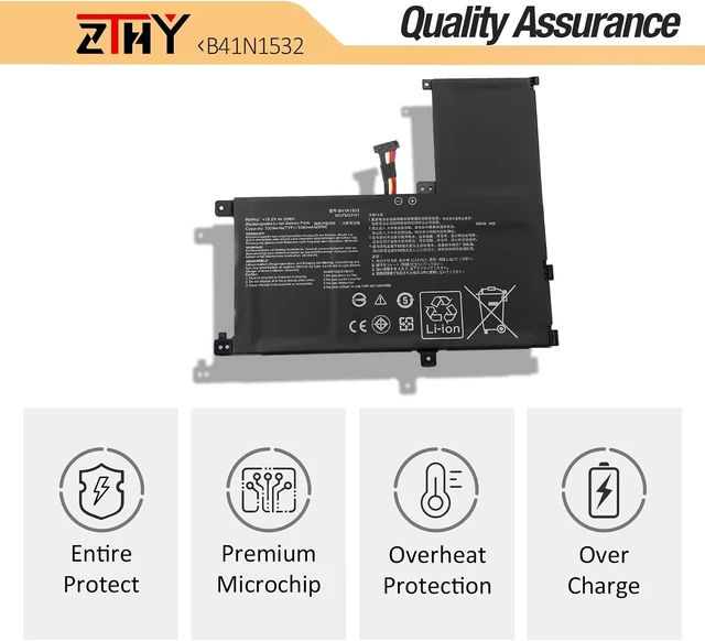 Alt view image 12 of 14 - B41N1532 Laptop Battery Replacement for Asus Q504U Q504UA Q504UAK Q534UA Zenbook Flip UX560 UX560UA UX560UAK UX560UA-FZ014T UX560UQ-FJ051T Q504UA-BBI5T12 BHI5T13 BHI7T21 B41BK25 B41Bl95 15.2V 50Wh