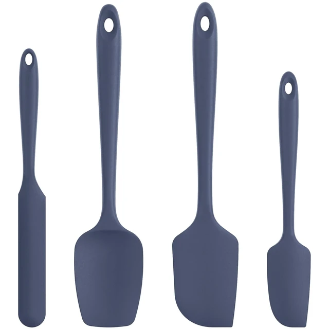 Alt view image 8 of 14 - Heat Resistant Silicone Spatula Set: 600ºF High Temp Seamless Food Grade Food Grade Flexible Rubber Silicon Kitchen Cooking Mixing Baking Scraper for Nonstick Cookware Set of 4 (Midnight Blue)