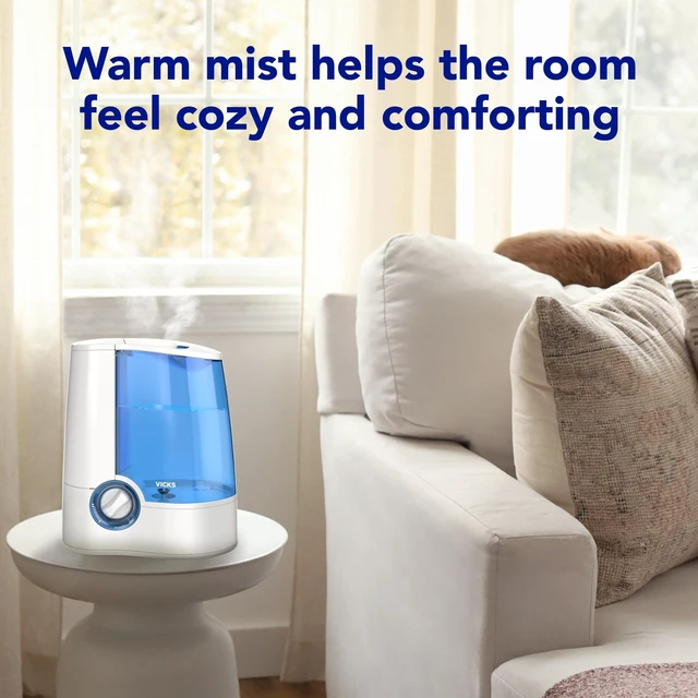 Alt view image 10 of 14 - Warm Mist Humidifier for Medium to Large Rooms, 1 Gal Tank | Ultrasonic humidifier supports easier breathing at night, top fill, quiet operation, suitable as a nursery humidifier