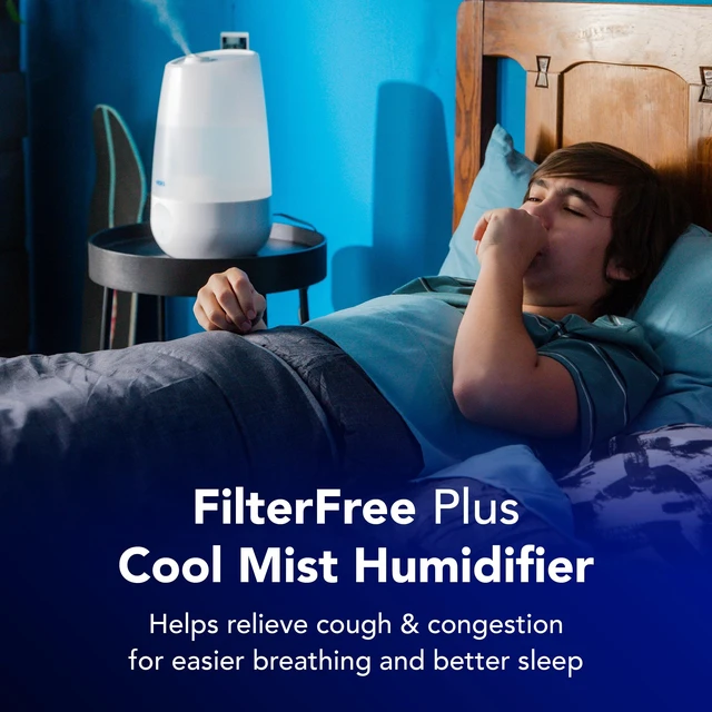 Alt view image 9 of 14 - Filter-Free Plus Cool Mist Humidifier for Medium Rooms, 1.2 Gal Tank | Filter-free cool mist ultrasonic humidifier for baby, kids, and adult rooms, works with VapoPads, easy clean humidifier