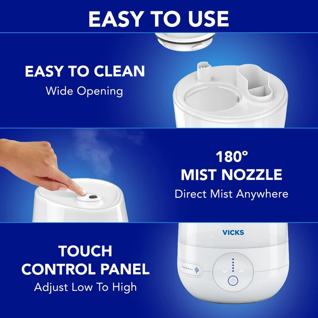 Alt view image 13 of 14 - Filter-Free Plus Cool Mist Humidifier for Medium Rooms, 1.2 Gal Tank | Filter-free cool mist ultrasonic humidifier for baby, kids, and adult rooms, works with VapoPads, easy clean humidifier