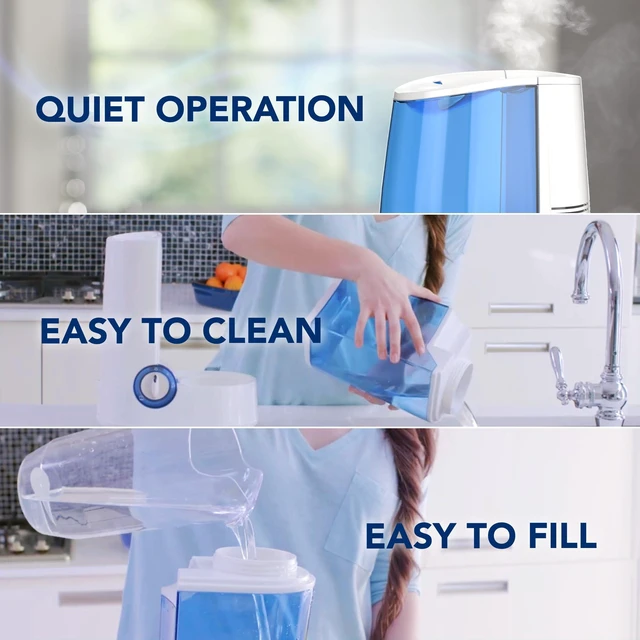 Alt view image 12 of 14 - Warm Mist Humidifier for Medium to Large Rooms, 1 Gal Tank | Ultrasonic humidifier supports easier breathing at night, top fill, quiet operation, suitable as a nursery humidifier
