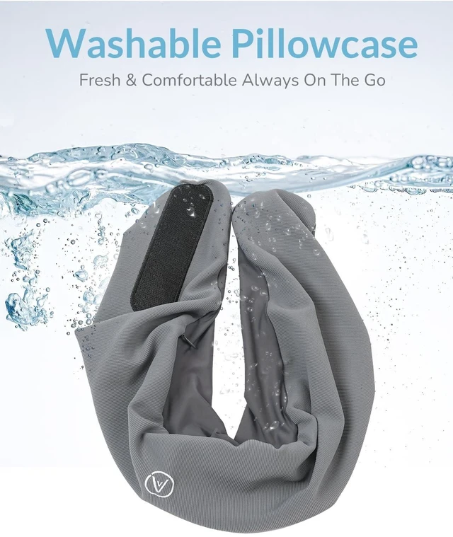 Alt view image 13 of 14 - Travel Neck Pillow - Memory Foam Airplane Pillow with Chin Support | Dual raised sides provide 360° head and chin support; washable breathable cover and compact carry bag for long flights