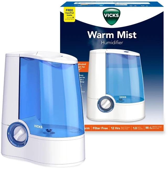 Alt view image 8 of 14 - Warm Mist Humidifier for Medium to Large Rooms, 1 Gal Tank | Ultrasonic humidifier supports easier breathing at night, top fill, quiet operation, suitable as a nursery humidifier