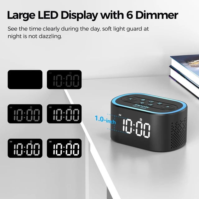 Alt view image 12 of 14 - Digital Alarm Clock & White Noise Sound Machine for Bedroom | 21 soothing sounds, 7 wake-up sounds, 8 color night lights, adjustable volume, sleep timer, memory function for kids, teens