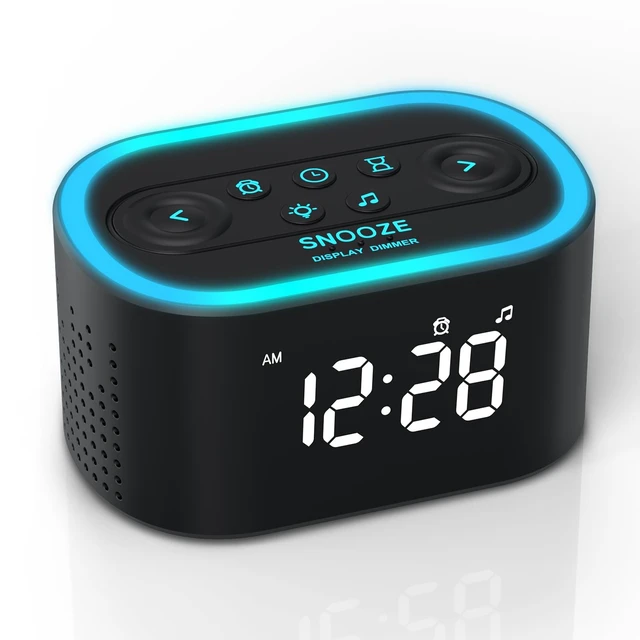Alt view image 8 of 14 - Digital Alarm Clock & White Noise Sound Machine for Bedroom | 21 soothing sounds, 7 wake-up sounds, 8 color night lights, adjustable volume, sleep timer, memory function for kids, teens