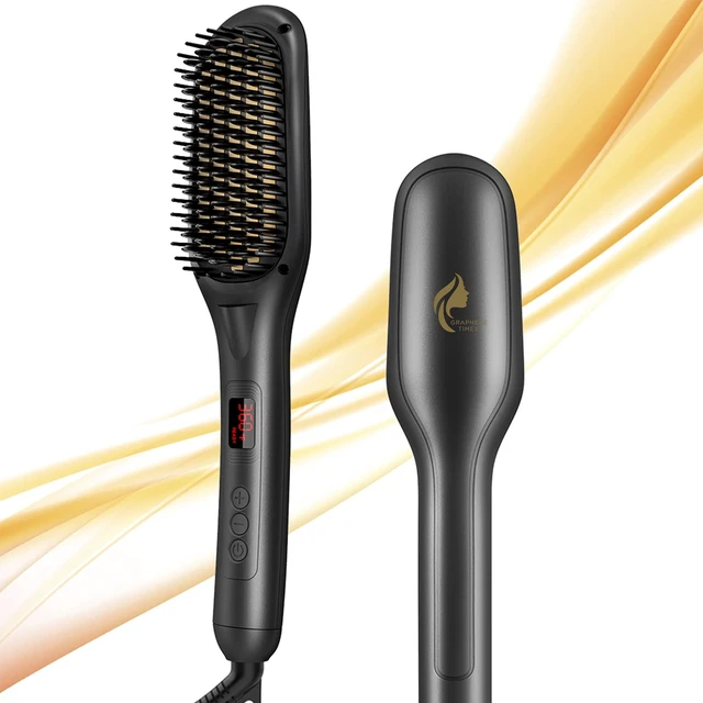 Alt view image 7 of 12 - Hair Straightener Brush, Ionic Hair Straightener Comb for Home Salon, Hot Brush with 15 Temp for Universal Use, Auto-Off Safety with Anti-Scald