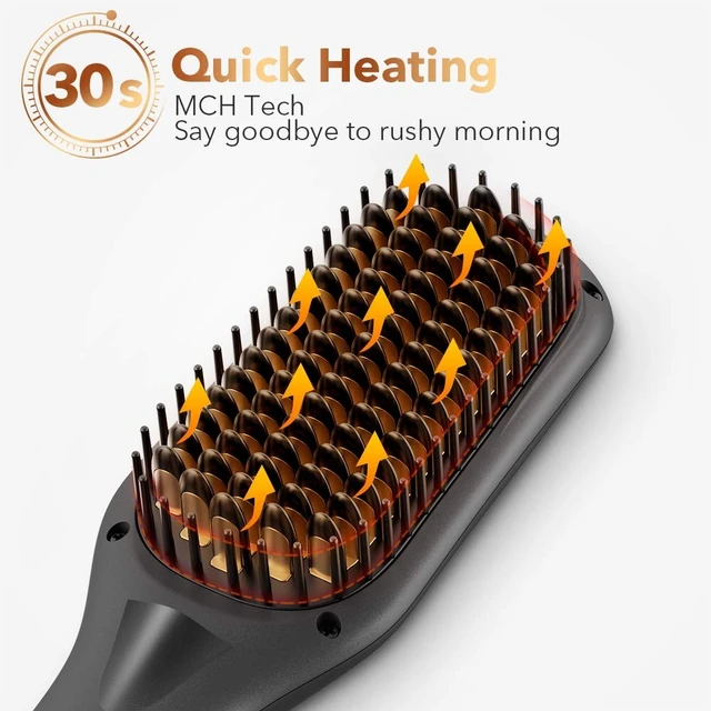 Alt view image 10 of 12 - Hair Straightener Brush, Ionic Hair Straightener Comb for Home Salon, Hot Brush with 15 Temp for Universal Use, Auto-Off Safety with Anti-Scald
