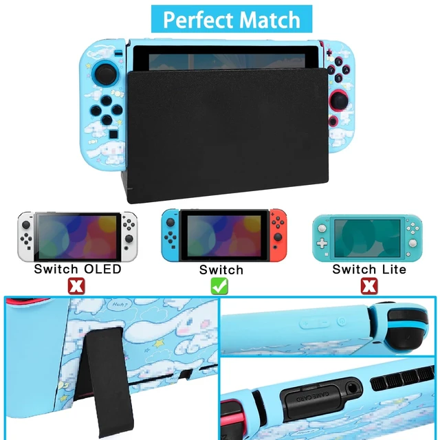 Alt view image 9 of 12 - Carrying Case for Switch, Cute Portable Travel Bag Accessories with Soft Protective Cover, Screen Protectors and Thumb Grip caps, Game Card Case 7in1, Blue