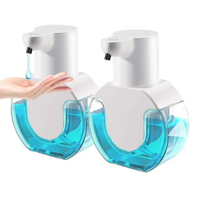 Alt view image 8 of 13 - 2 Pack Automatic Liquid Soap Dispenser,14.2oz/420ML Touchless Automatic Soap Dispenser,Rechargeabled Wall Mounted Smart Pump for Bathroom Kitchen