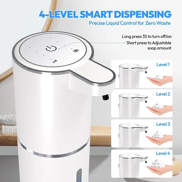 Alt view image 9 of 14 - 2 Pack Automatic Foaming Soap Dispenser,Touchless Foam Soap Dispenser,12.8oz Rechargeable Wall Mounted Smart for Bathroom and Kitchen Dish Soap,Easy for Toddlers(White)