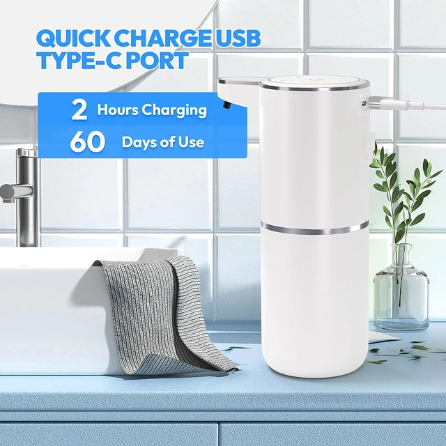 Alt view image 13 of 14 - 2 Pack Automatic Foaming Soap Dispenser,Touchless Foam Soap Dispenser,12.8oz Rechargeable Wall Mounted Smart for Bathroom and Kitchen Dish Soap,Easy for Toddlers(White)