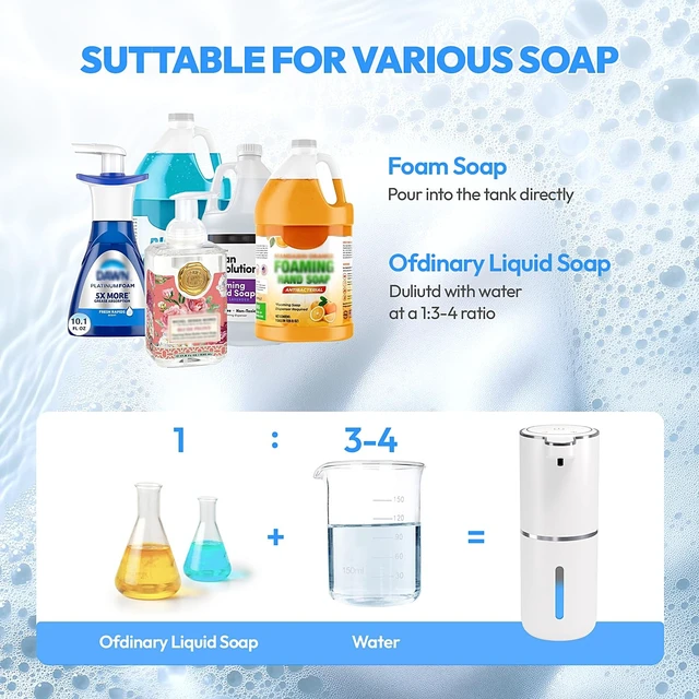 Alt view image 12 of 14 - 2 Pack Automatic Foaming Soap Dispenser,Touchless Foam Soap Dispenser,12.8oz Rechargeable Wall Mounted Smart for Bathroom and Kitchen Dish Soap,Easy for Toddlers(White)