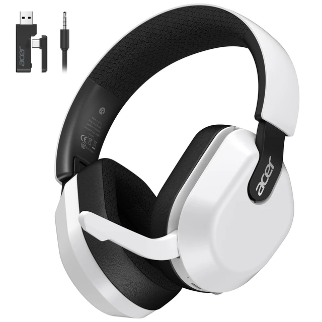 Alt view image 8 of 14 - Wireless Gaming Headset for PS5, PC, Flip-to-Mute Microphone - White | 70H Battery, 2.4GHz & Bluetooth 6.0 Gaming Headphones, 20ms Low-Latency Audio, Lightweight, 3D Surround Sound, Foldable