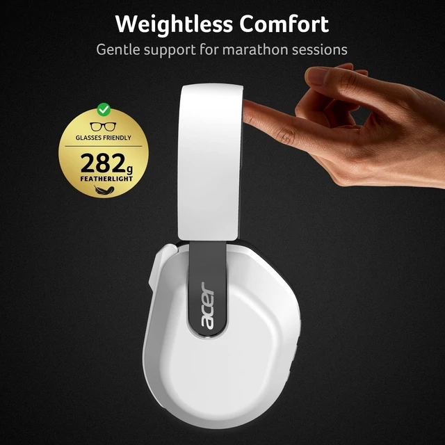 Alt view image 10 of 14 - Wireless Gaming Headset for PS5, PC, Flip-to-Mute Microphone - White | 70H Battery, 2.4GHz & Bluetooth 6.0 Gaming Headphones, 20ms Low-Latency Audio, Lightweight, 3D Surround Sound, Foldable