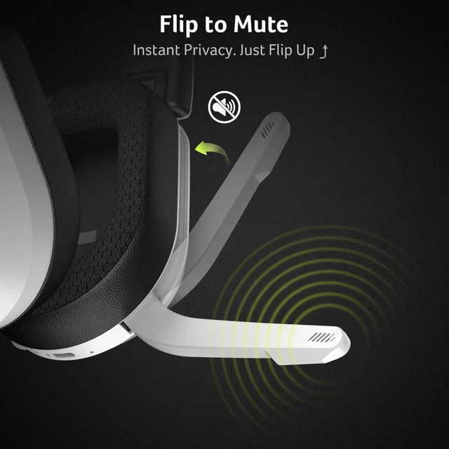 Alt view image 12 of 14 - Wireless Gaming Headset for PS5, PC, Flip-to-Mute Microphone - White | 70H Battery, 2.4GHz & Bluetooth 6.0 Gaming Headphones, 20ms Low-Latency Audio, Lightweight, 3D Surround Sound, Foldable