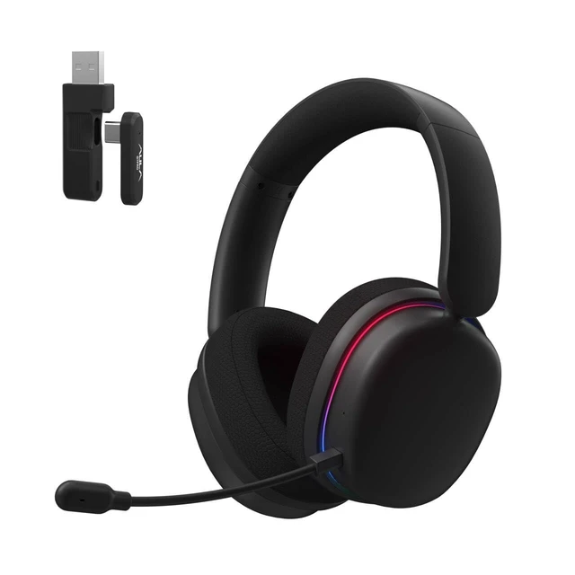Alt view image 8 of 14 - G7 Pro Wireless Gaming Headset with 7.1 Surround Sound, 40mm Driver, BT5.3 Gaming Headphones with Mic, RGB, 10ms Latency, 65H Battery, PC Gaming Headset for PS5,PS4, Switch,PC,Wired Mode for Xbox
