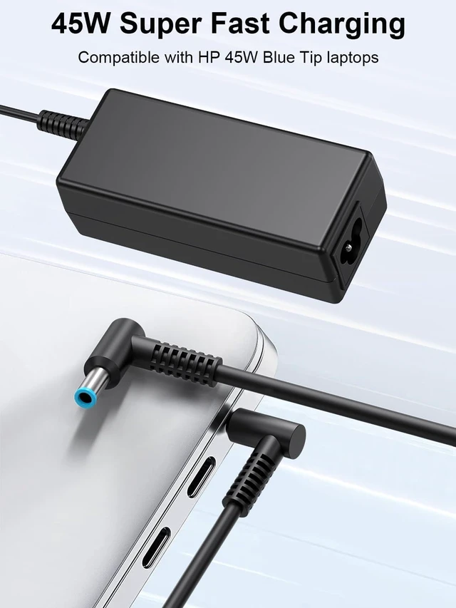 Alt view image 9 of 14 - 45W Laptop Charger for HP Laptop Computer,19.5V 2.31A Smart Blue Tip Power Adapter for HP Pavilion x360,Envy 11 13 15,EliteBook 840 G3 G5,Chromebook,Spectre,Stream 11 13 14 ProBook Notebook AC Adapter
