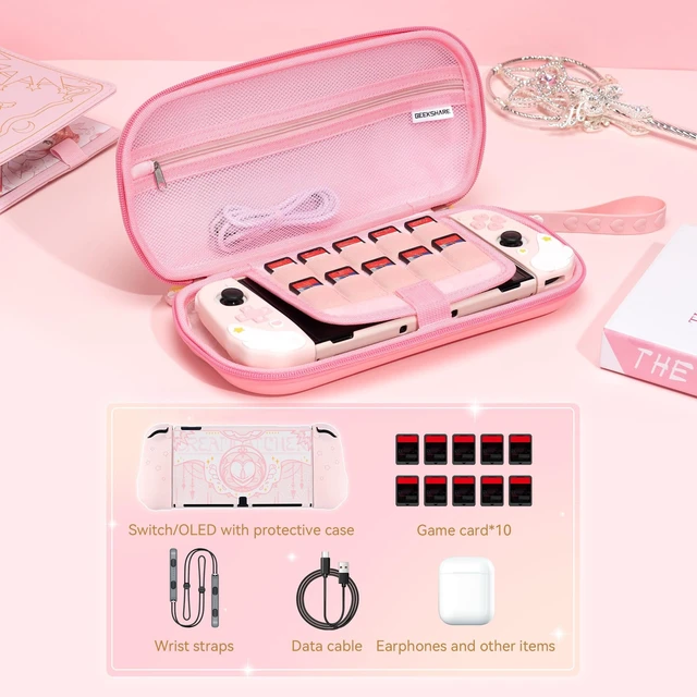 Alt view image 9 of 14 - Switch Carrying Case for Switch/OLED,Portable Switch Case, Slim Hardshell Travel Carrying Case fit Switch Console & Game Accessories - Star Wings Series