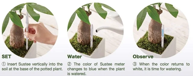Alt view image 12 of 14 - Sustee Aquameter, Bundle of 12, House Plant Soil Moisture Meter, Best for Indoor Potted Plants - Small Green Refillable
