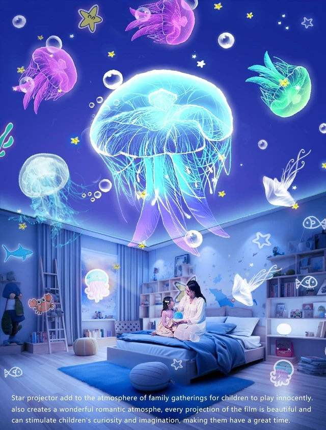 Alt view image 12 of 14 - 21 Sets of Films, Projector Night Light for Kids Bedroom, Ceiling, Baby Night Light Projector, Star Galaxy Projector for 1-14 Years Old Baby Girls with 360° Rotation for Christmas, Nursery, Room Decor