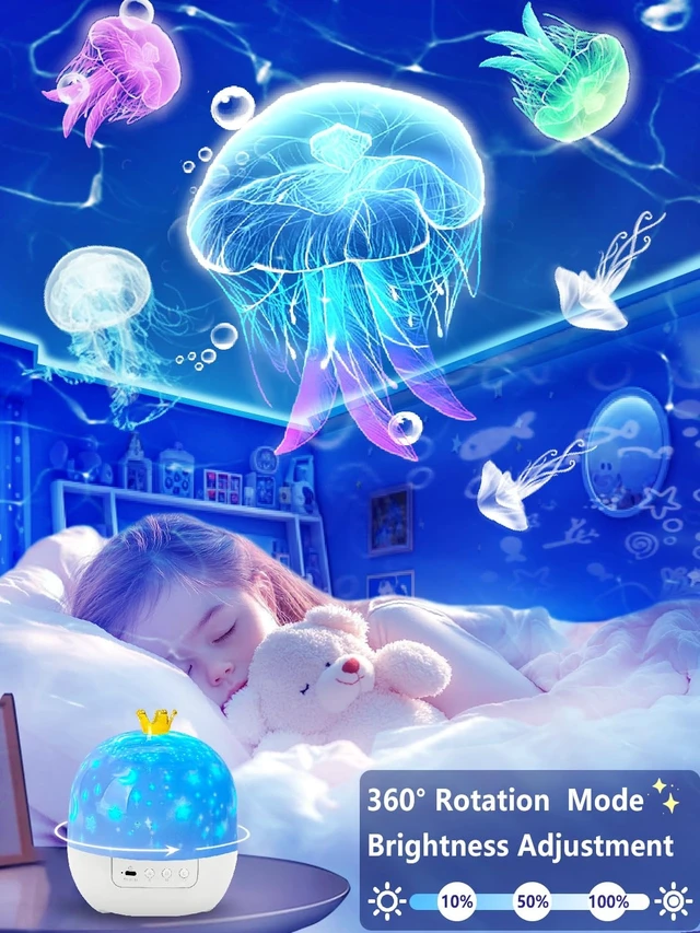 Alt view image 10 of 14 - 21 Sets of Films, Projector Night Light for Kids Bedroom, Ceiling, Baby Night Light Projector, Star Galaxy Projector for 1-14 Years Old Baby Girls with 360° Rotation for Christmas, Nursery, Room Decor