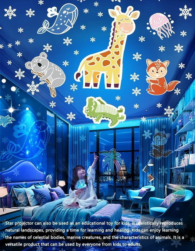 Alt view image 13 of 14 - 21 Sets of Films, Projector Night Light for Kids Bedroom, Ceiling, Baby Night Light Projector, Star Galaxy Projector for 1-14 Years Old Baby Girls with 360° Rotation for Christmas, Nursery, Room Decor