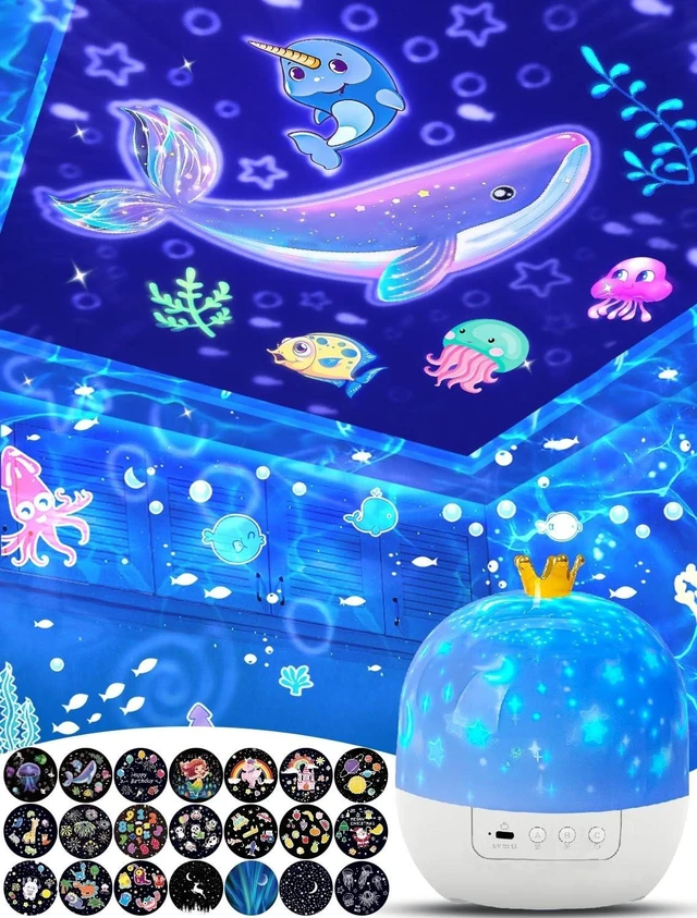 Alt view image 8 of 14 - 21 Sets of Films, Projector Night Light for Kids Bedroom, Ceiling, Baby Night Light Projector, Star Galaxy Projector for 1-14 Years Old Baby Girls with 360° Rotation for Christmas, Nursery, Room Decor