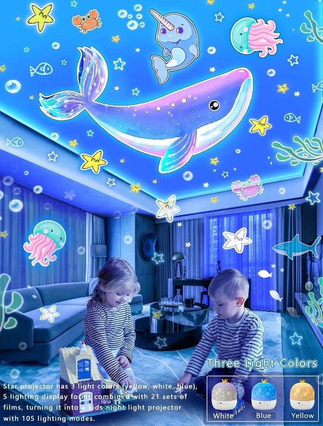 Alt view image 11 of 14 - 21 Sets of Films, Projector Night Light for Kids Bedroom, Ceiling, Baby Night Light Projector, Star Galaxy Projector for 1-14 Years Old Baby Girls with 360° Rotation for Christmas, Nursery, Room Decor