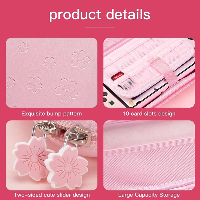 Alt view image 10 of 14 - Pink Travel Carrying Case Accessories Kit Compatible with Nintendo Switch (NOT Fit OLED/Lite).Pink Switch Hard Protective Cover,Adjustable Stand,Screen Protector & Cute Thumb Grips 10 in 1 Gift.