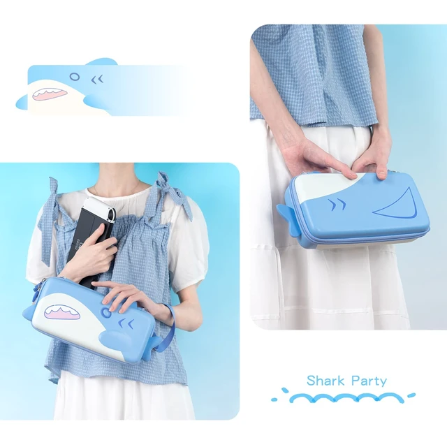 Alt view image 14 of 14 - Shark Carry Case Compatible with Switch/Switch OLED - Portable Hardshell Slim Travel Carrying Case fit Switch Console & Game Accessories -- Shark