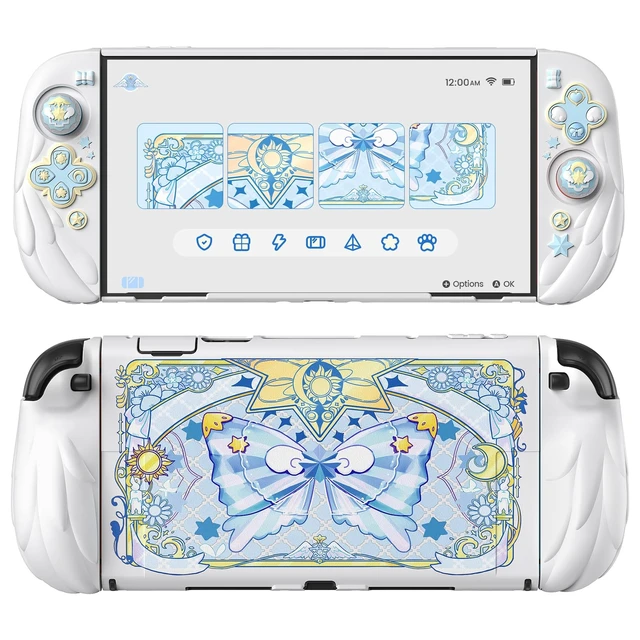 Alt view image 8 of 14 - Magic Wings Protective Case with Stand for Nintendo Switch 2 | Joycon Silicone Grips, PC Console Hard Shell, 2 Joystick Caps | Cute Animal Accessories Dockable Cover for Switch 2 - White