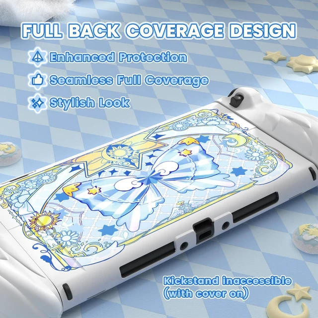 Alt view image 12 of 14 - Magic Wings Protective Case with Stand for Nintendo Switch 2 | Joycon Silicone Grips, PC Console Hard Shell, 2 Joystick Caps | Cute Animal Accessories Dockable Cover for Switch 2 - White