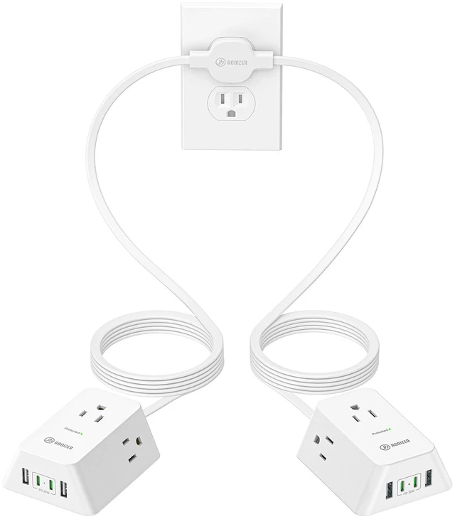 Alt view image 8 of 14 - 12FT Twin Flat Extension Cord USB C 20W,Split Extension Cord Flat Wall Plug for Behind Bed Sofa Dorm Office,3 Widely Outlets 2 USB C 2 USB-A,Indoor Extension Cord with Multiple Outlet,Circuit Breaker