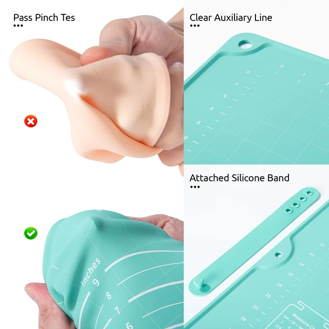 Alt view image 13 of 14 - Silicone Pastry Mat, Dough Rolling Baking Sheet, 16"x20", Aqua Sky | Food-Grade Liquid Silicone, Non-Stick Non-Slip, Baking Supplies for Pizza Cookie Pie Crust, Clear Measurement & Raised Edges