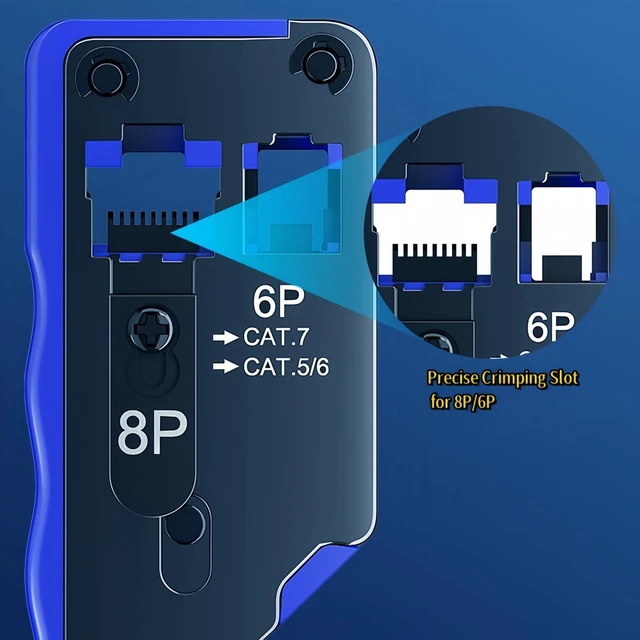 Alt view image 8 of 12 - RJ45 Crimp Tool Pass Through,All-In-One Modular Ethernet Crimper for CAT7 CAT6A CAT6 CAT5E CAT5,Ethernet Crimping Tool Kit,Network Terminal Crimper Tool
