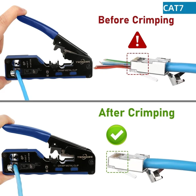 Alt view image 11 of 12 - RJ45 Crimp Tool Pass Through,All-In-One Modular Ethernet Crimper for CAT7 CAT6A CAT6 CAT5E CAT5,Ethernet Crimping Tool Kit,Network Terminal Crimper Tool