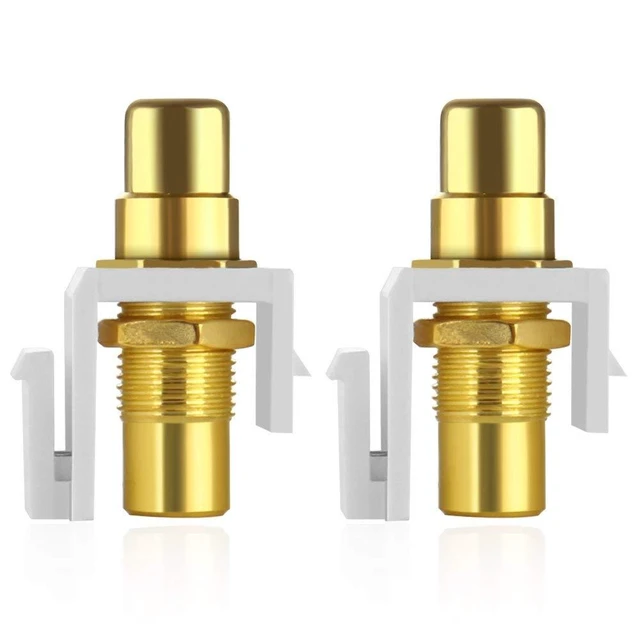 Alt view image 8 of 12 - 5-Pack RCA Keystone Jack Insert Connector Socket Female Snap in Adapter Port Gold Plated Inline Coupler for Wall Plate Outlet Panel Mount (White)