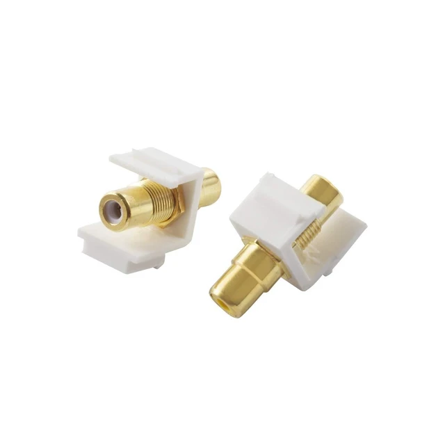 Alt view image 10 of 12 - 5-Pack RCA Keystone Jack Insert Connector Socket Female Snap in Adapter Port Gold Plated Inline Coupler for Wall Plate Outlet Panel Mount (White)