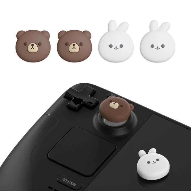 Alt view image 9 of 14 - Thumb Grip Caps for Steam Deck LCD, Silicone Thumbsticks Grips Joystick Caps for Steam Deck OLED - Chubby Bear & Smiley Bunny