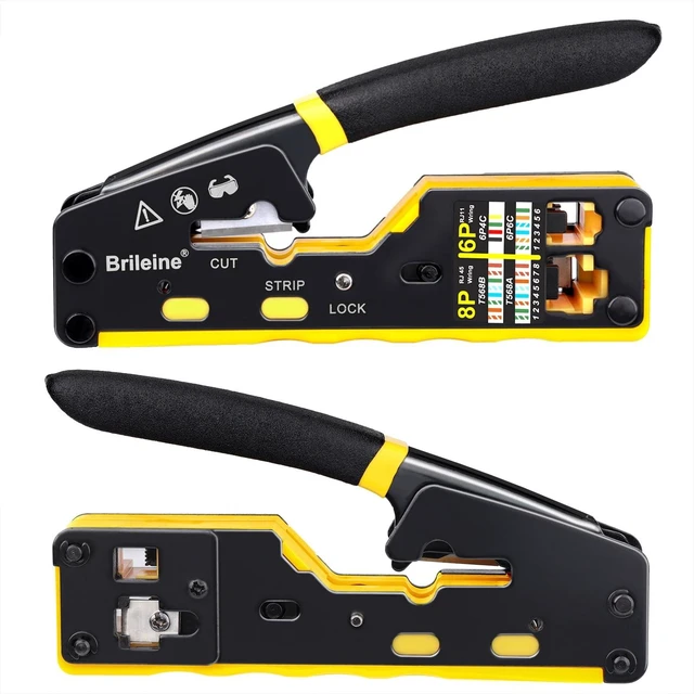 Alt view image 10 of 12 - RJ45 Crimp Tool Pass Through Kit Ethernet Crimper Cat5 Cat5e Cat6 Crimping Tool for RJ11/RJ12 6P/8P with Network Lan Cable Tester, 50PCS Cat6 Connectors, 50PCS Boots, Mini Cable Stripper