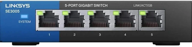 Alt view image 5 of 8 - SE3005: 5-Port Gigabit Ethernet Unmanaged Switch, Computer Network, Auto-Sensing Ports Maximize Data Flow for up to 1,000 Mbps (Black, Blue)