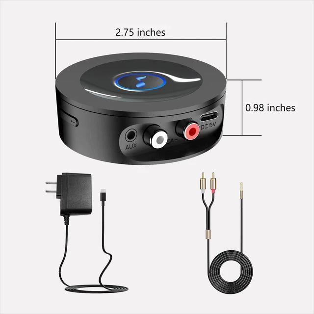 Alt view image 12 of 12 - Bluetooth 5.2 Receiver for Home Stereo, RCA & 3.5mm AUX Out Put, Wireless Audio Adapter for Stereo Receiver&Amplifier, Low Latency HiFi Music Streaming