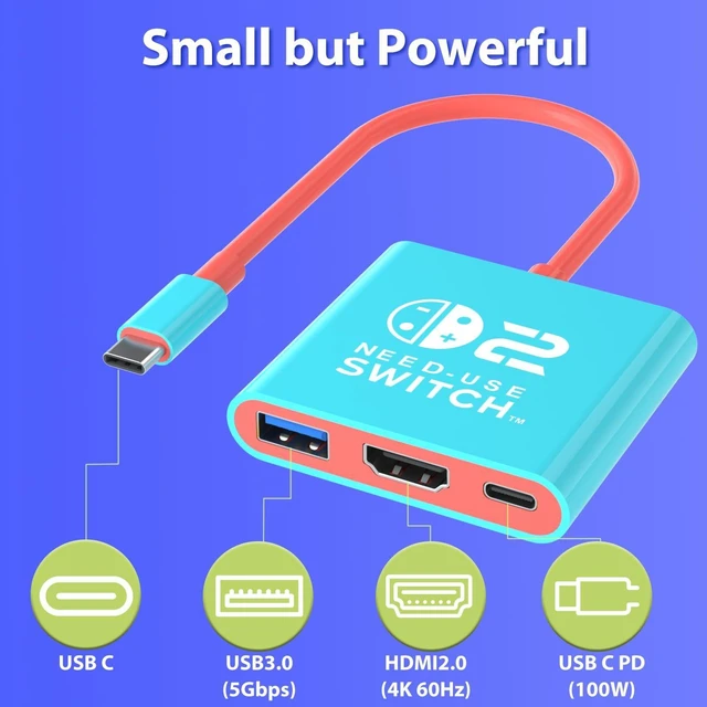 Alt view image 13 of 14 - Switch 2 Dock for Nintendo Switch 1 / 2 and Steam Deck Docking Station, Support TV Dock Mode, Portable TV HDMI Adapter Accessories for Nintendo Switch2 / OLED / 1, USB C to HDMI 2.0 Adapter 4K Output